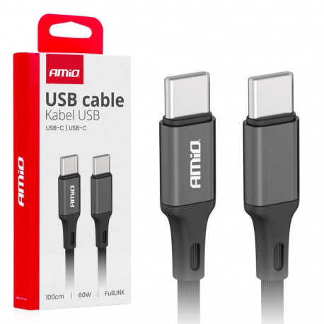 Kabel do ładowania usb-c - usb-c 60W 100cm fulllink amio-03902
