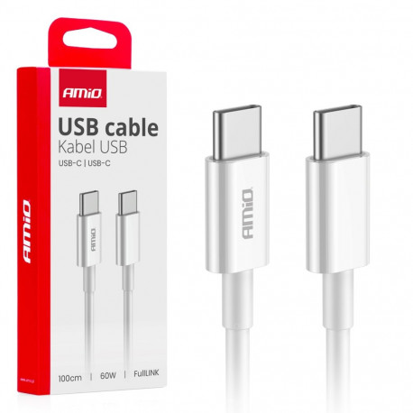 usb-c – usb-c 60w 100cm laadimiskaabel fulllink amio-03896