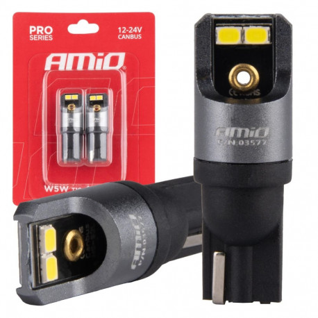 led canbus pro t10 w5w 4x2016 smd valged 12v 24v amio-03577 pirnid