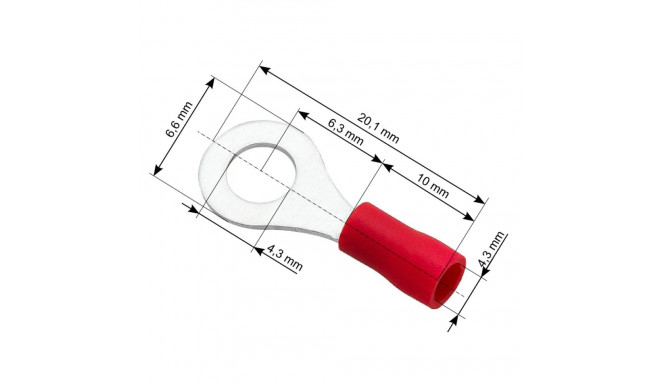 43-013# isoleeritud rõngaskonnektor kruviga 4,3 kaabel 4,3mm