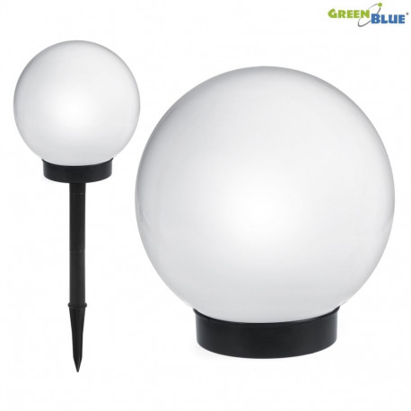 Solarna lampa wolnostojąca ogrodowa GreenBlue, kula 20x20x53cm, valge LED, GB123
