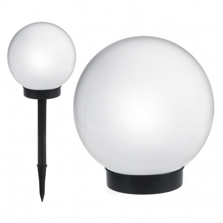 Solarna lampa wolnostojąca ogrodowa GreenBlue, kula 15x15x48cm, bialy LED, GB121