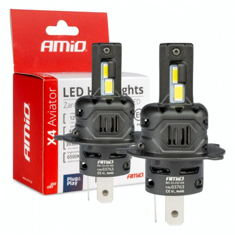 led-autolambid seria x4 aviator h4/h19 6500k canbus amio-03763