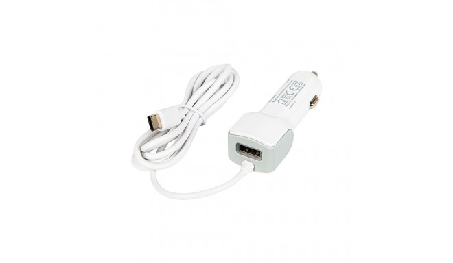 75-729# Ładowarka samochodowa 5v 2,1a usb-c +gniazdo usb 12v-24v d21c