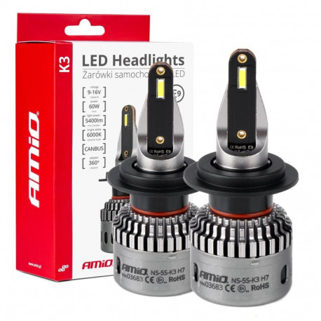 Żarówki samochodowe led seria k3 h7 12v 6000k canbus amio-03683