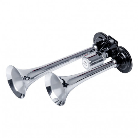 Klakson kahetooniline krom fanfaar 12v 24v amio-03617