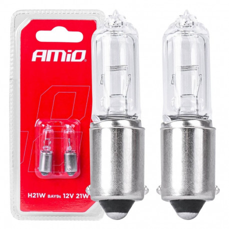 AMIO halogeenpirnid H21W 12V 21W BAY9s 2 tk blisterpakendis, valged AMIO-03357