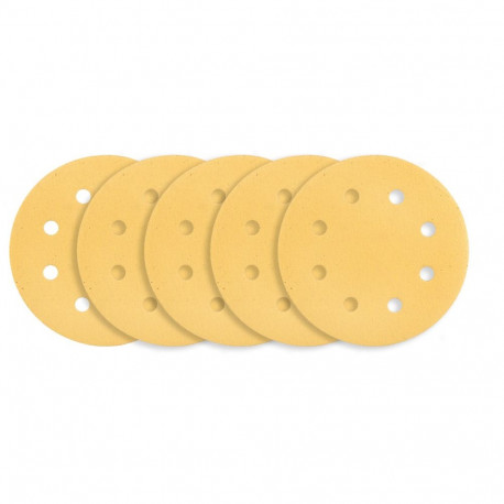 Papier ścierny na rzep 180 mm, K120, 5 szt., z 8 otworami do szlifierki 59G263