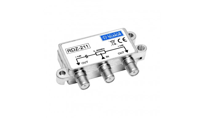 RDZ-211 Dwukrotny zewnętrzny rozgałęźnik RF 5-862 MHz 4,0 dB F Poziom Outdoor TELKOM TELMOR