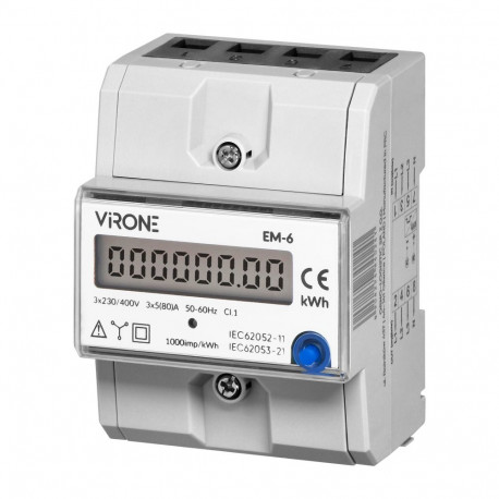 3-faasiline elektrienergia tarbimise indikaator, 80A, lisatähis, impulssväljund, RESET-nupp, 2 moodu