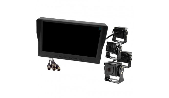 Monitor lcd 9-tolline ahd 4pin salvestusfunktsiooniga 12v 24v ja 4 ahd kaamerat autole