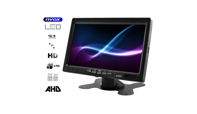 Nvox ahm607 dual monitor samochodowy wolnostojący lcd 7cali cali ahd/hd 4pin z ramką 12/24v