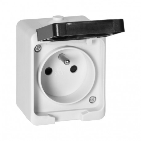 Üksik pistikupesa 2P+Z AQUATIC MINI IP54, valge-must