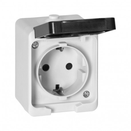 Üksik pistikupesa AQUATIC MINI 2P+Z IP54, valge-must