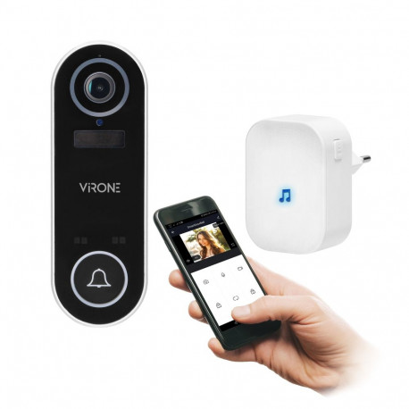 Bezprzewodowy dzwonek wideo LAYO z kamerą wideo Full HD, WiFi i odbiornikiem sieciowym, IP65, komuni