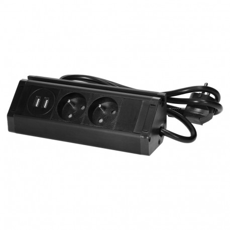 Kahepesaline mööblipistikupesa USB-laadijaga, telefonialusega ja 1,5 m juhtmega, 2x2P+Z, 2xUSB (tüüp