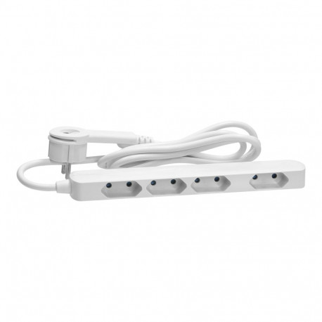 Przedłużacz 4 gniazda 2P/II, płaska wtyczka, przewód 2x1mm?, 2500W, 1,4m, biały