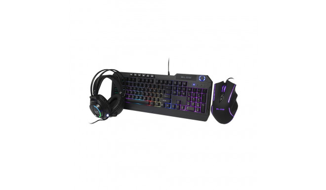 84-218# Klawiatura+mysz blow z podświetleniem led cybergod słuchawki