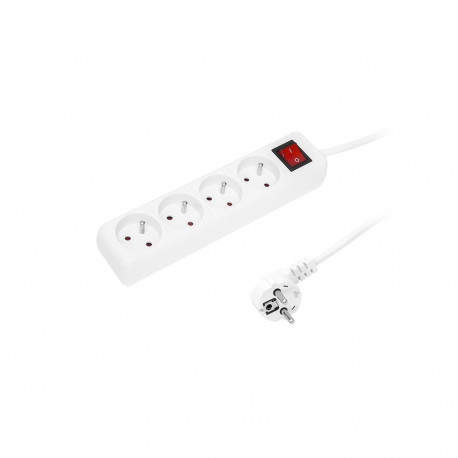 98-034# Przedłużacz sieciowy pr-470wsp 4-gniazda z uziemieniem+wyłącznik 1,5m biały 3x1,5mm