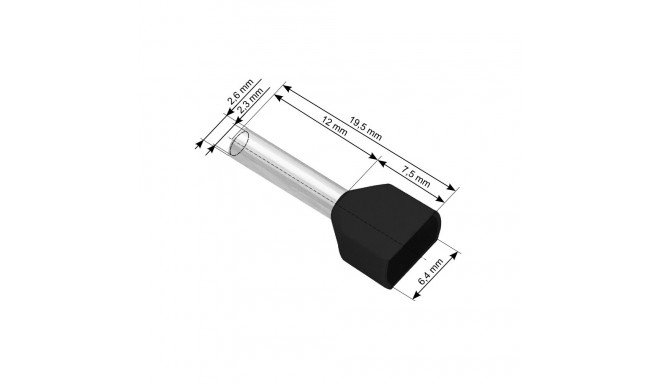 43-088# Konektor izolowany tulejka 2x1,5/12 czarna