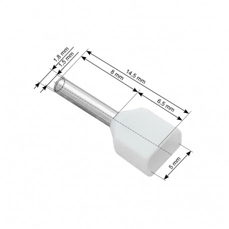 43-082# Konektor izolowany tulejka 2x0,5/8 biała 100szt.