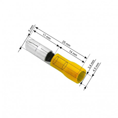 43-047# isoleeritud pistik 5,0/25mm kollane konektor