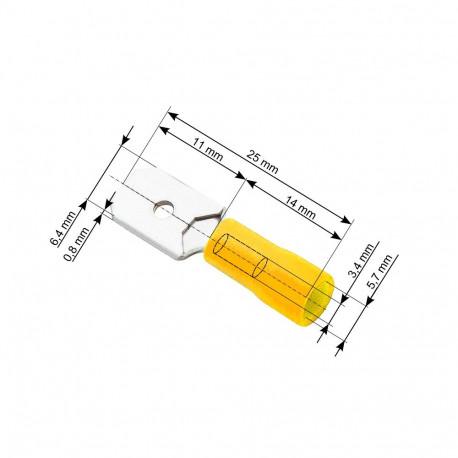 meespistik 43-036# isoleeritud lame 6,3/0,8 100tk, kollane
