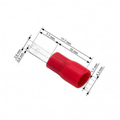 43-029# Konektor izolowany płaski męski 2,8/0,8 czer 100szt.