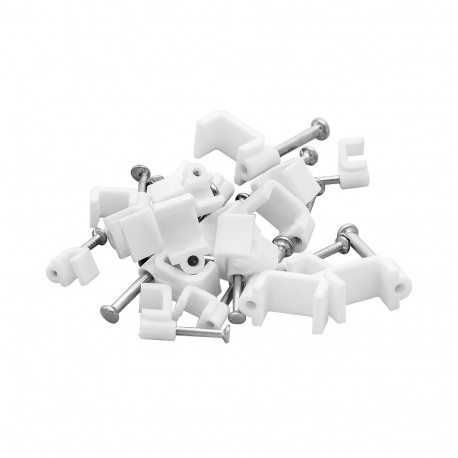 42-003# Uchwyt kabla 8/5mm biały płaski (5 tk.)