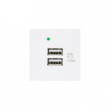 Gniazdo USBx2 z ładowarką Maclean, podwójne, 2.1A fast charge, białe, MCE728W