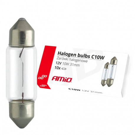AMIO halogeenpirnid C10W festoon 31mm 12V 10tk AMIO-02555