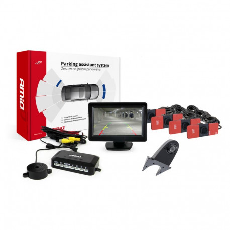 Tft01 4,3" parkimisandurite komplekt hd-502-ir kaameraga 4 musta sisemist andurit