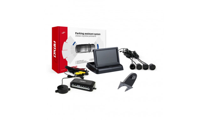 Zestaw czujników parkowania tft02 4,3" z kamerą hd-502-ir 4 sensory czarne