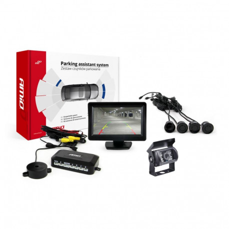 Parkimisandurite komplekt tft01 4,3" HD-501-IR kaameraga, 4 musta andurit