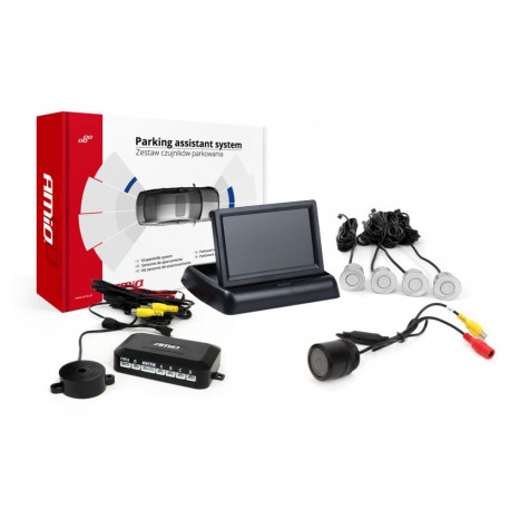 Zestaw czujników parkowania tft02 4,3" kaameraga hd-301-ir 4 andurit hõbedased