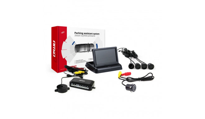 Parkimisandurite komplekt tft02 4,3" HD-307-IR kaameraga, 4 musta andurit