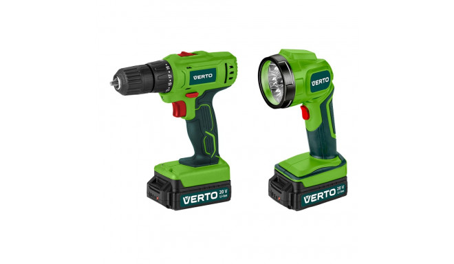 Wiertarko-wkrętarka akumulatorowa 2 x 20V, Li-Ion/1.5Ah, walizka + Latarka