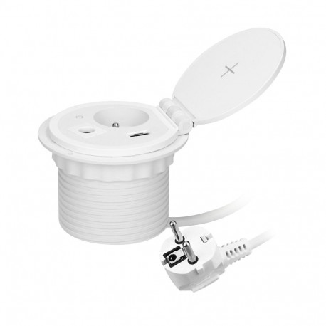Mööblipesa 8cm tööpinna sisse süvistatav, induktsioonlaadija, 2 A- ja C-pesaga USB-laadija, kaablilä
