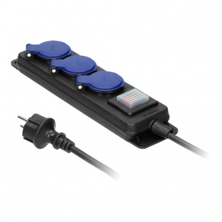 Töökoja pritsmekindel pikendusjuhe lülitiga IP44 3 pesa 2P+Z kummikaabel H05RR-F 3x1,5mm 3m