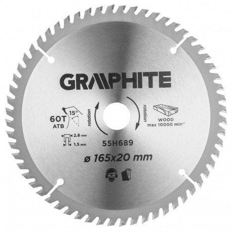 saeketas saagile ja sügavussaagile karbiiditippudega 165x20mm 60 hambaga