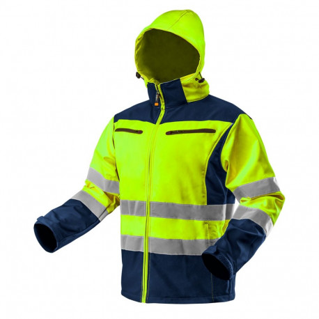 Hoiatus softshell tööjope kapuutsiga, kollane, suurus XXL