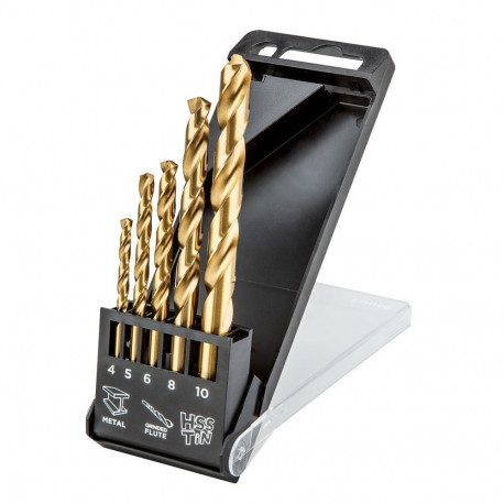 HSS-TiN metallipuurid, 4.0–10 mm, komplekt 5 tk
