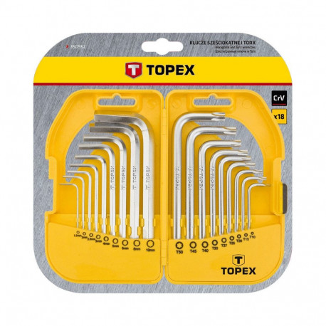 Klucze sześciokątne i Torx, zestaw 18 szt.