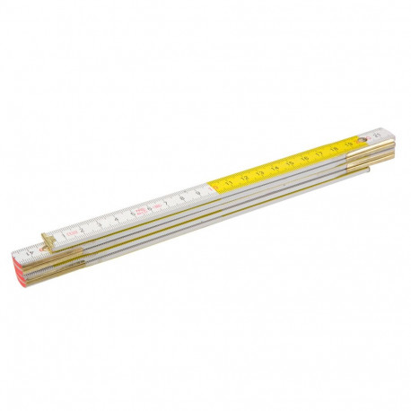 kokkupandav puidust mõõdulint 2 m, valge-kollane