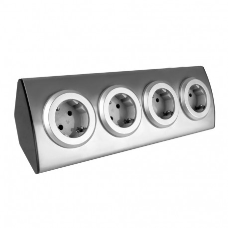 köögimööbli pistikupesa 4x2P+Z, takjakinnitusega, INOX
