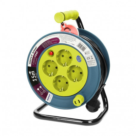 Przedłużacz bębnowy MINI, 4 gniazda 2P+Z, metalowy stojak, polwinit H05VV-F 3 (4 tk.)