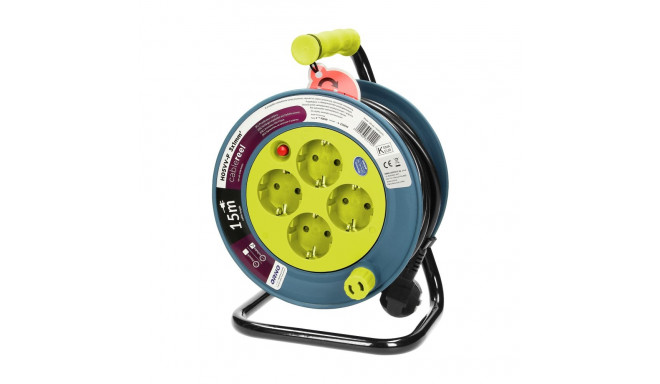 Przedłużacz bębnowy MINI, 4 gniazda 2P+Z, metalowy stojak, polwinit H05VV-F 3 (4 tk.)