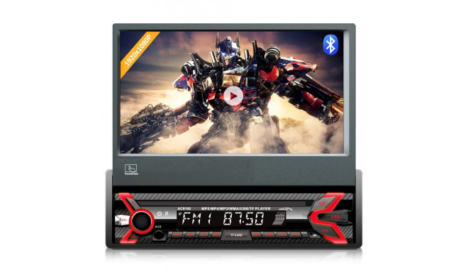 Audiocore, väljatõmmatav puuteekraaniga LCD-paneel 7" 1080P, MP5, AVI DivX, Bluetooth, RDS, pult kom