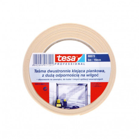 tesafix kahepoolne vahtteip 5m:19mm, valge