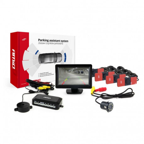 Tft01 4,3" parkimisandurite komplekt hd-308-led kaameraga 4 musta sisemist andurit